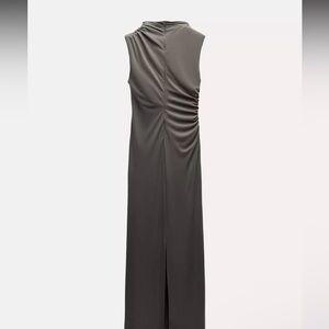 Zara Olive draped midi dress xs